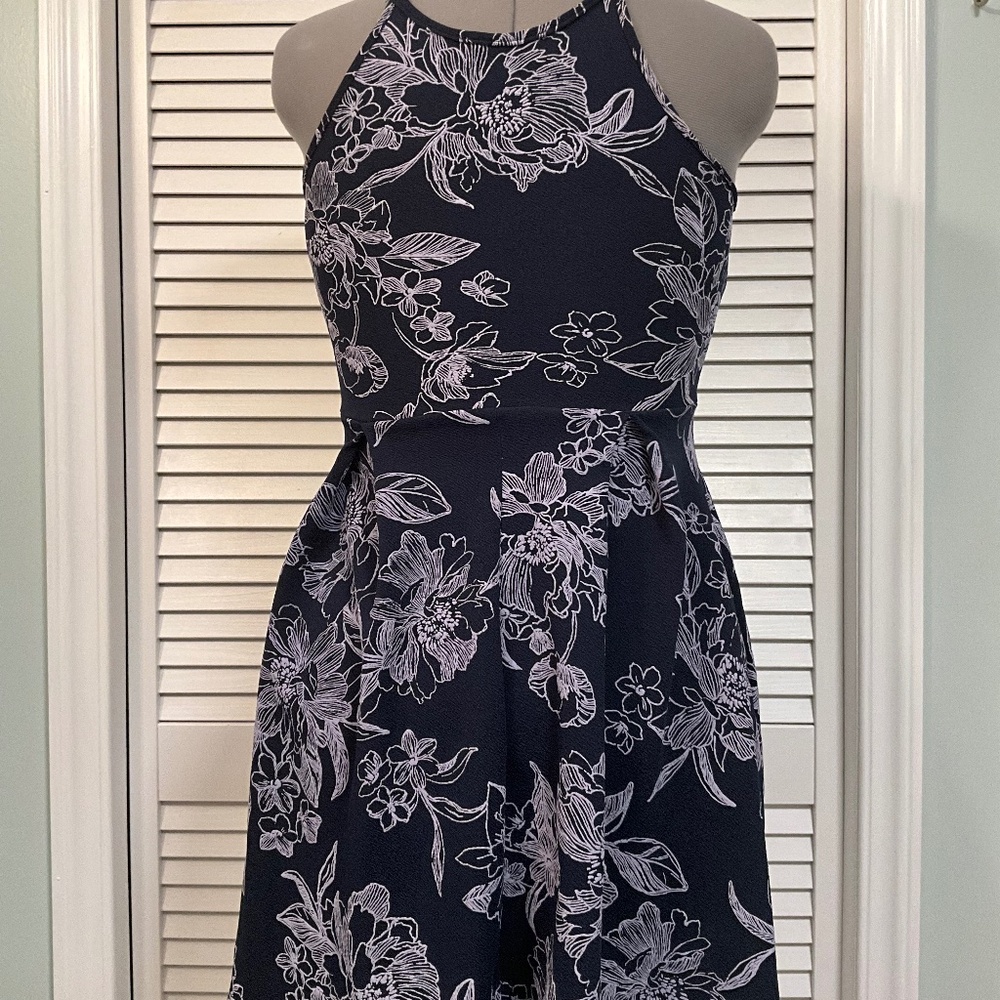 Blue Floral Midi Dress - Soprano, Women's small